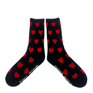 Black with red hearts